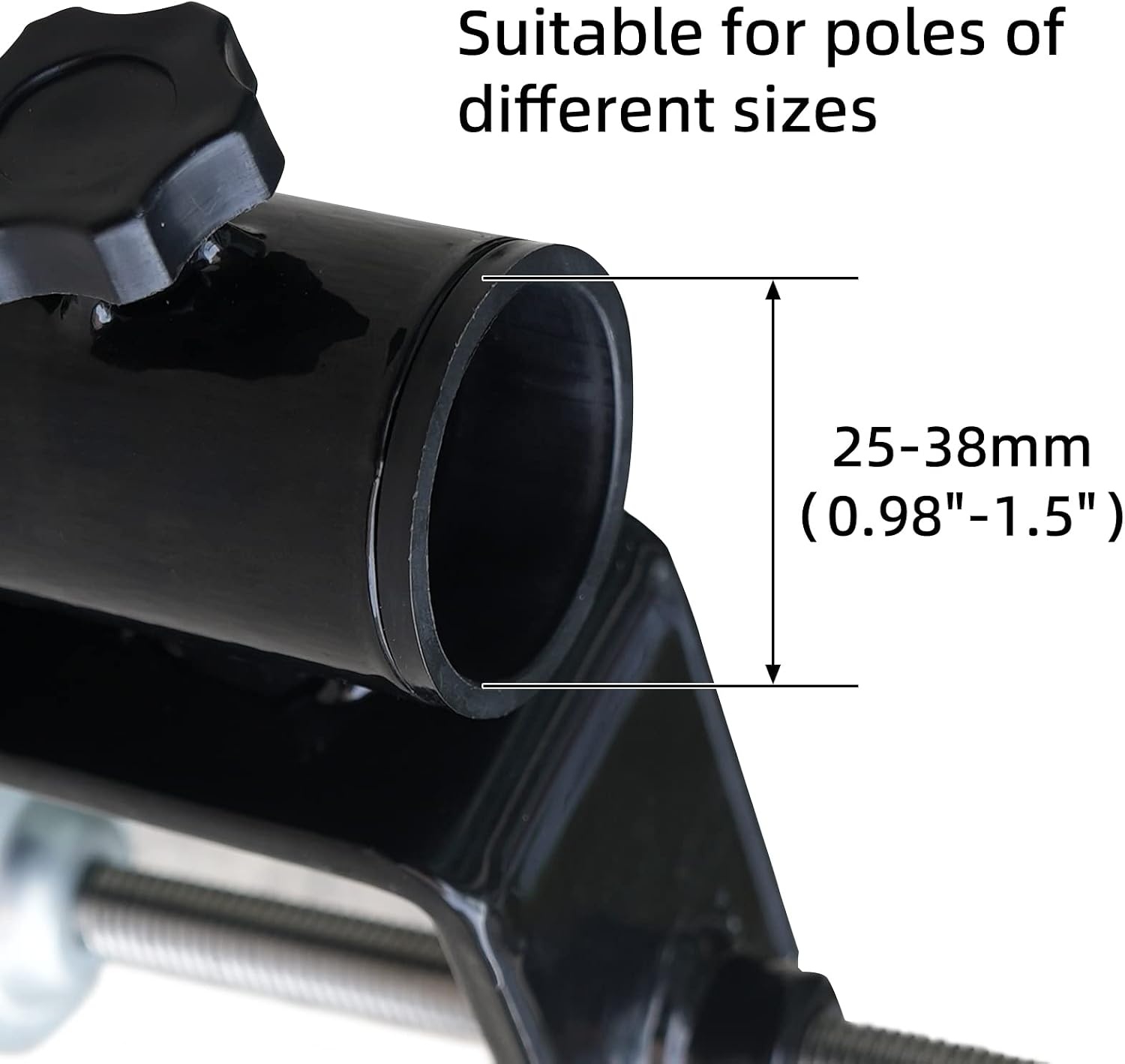 image:imageAMMSUN Heavy Duty Patio Umbrella Clamp Holder Steel Umbrella Clip Stand 360 Rotatable Fit Square Balcony Railings Deck Railings Mount Attaches to Post Railing Bleachers Benches Tailgates OutdoorDark with 360 degree rotatable