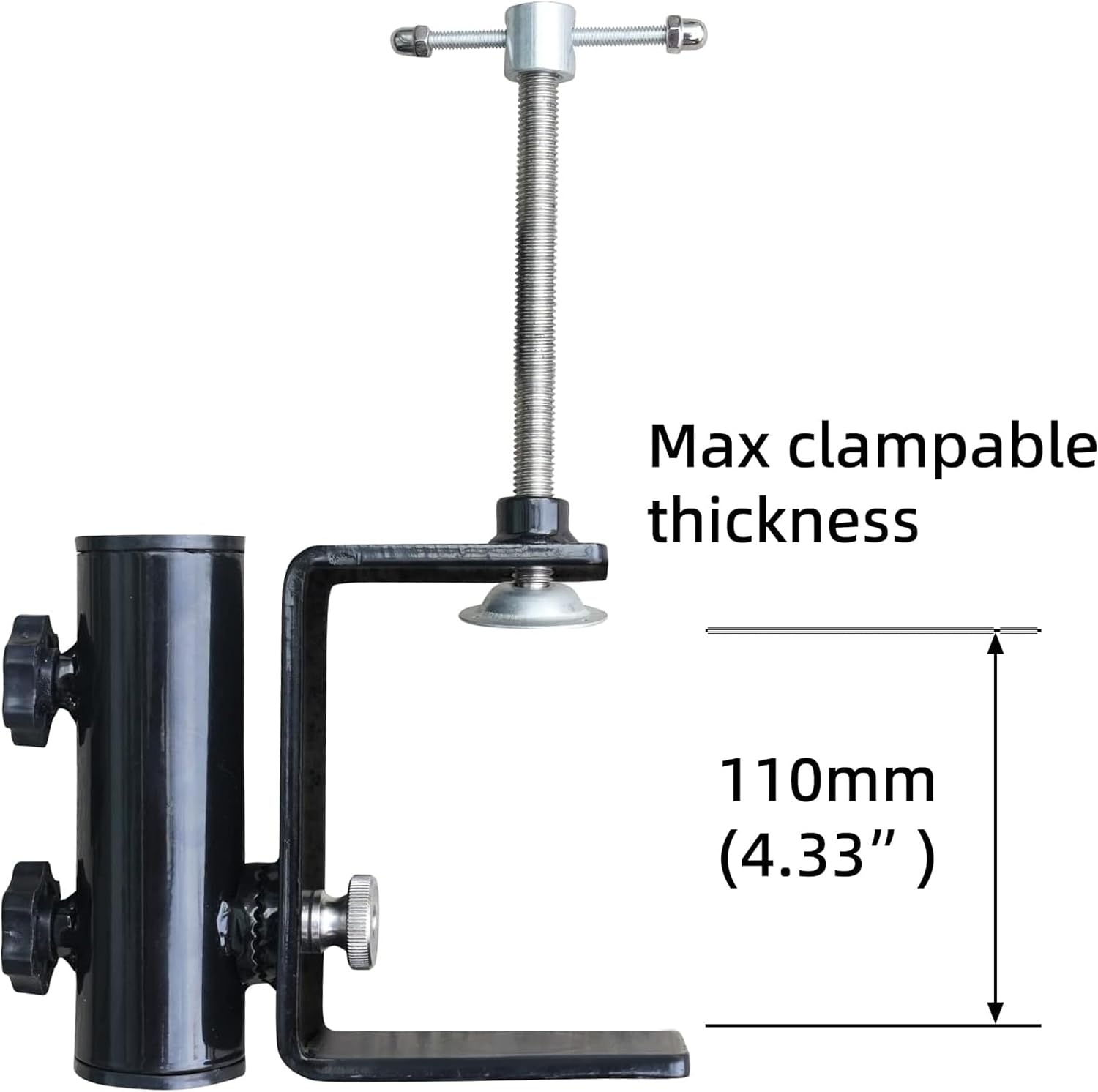 image:imageAMMSUN Heavy Duty Patio Umbrella Clamp Holder Steel Umbrella Clip Stand 360 Rotatable Fit Square Balcony Railings Deck Railings Mount Attaches to Post Railing Bleachers Benches Tailgates OutdoorDark with 360 degree rotatable