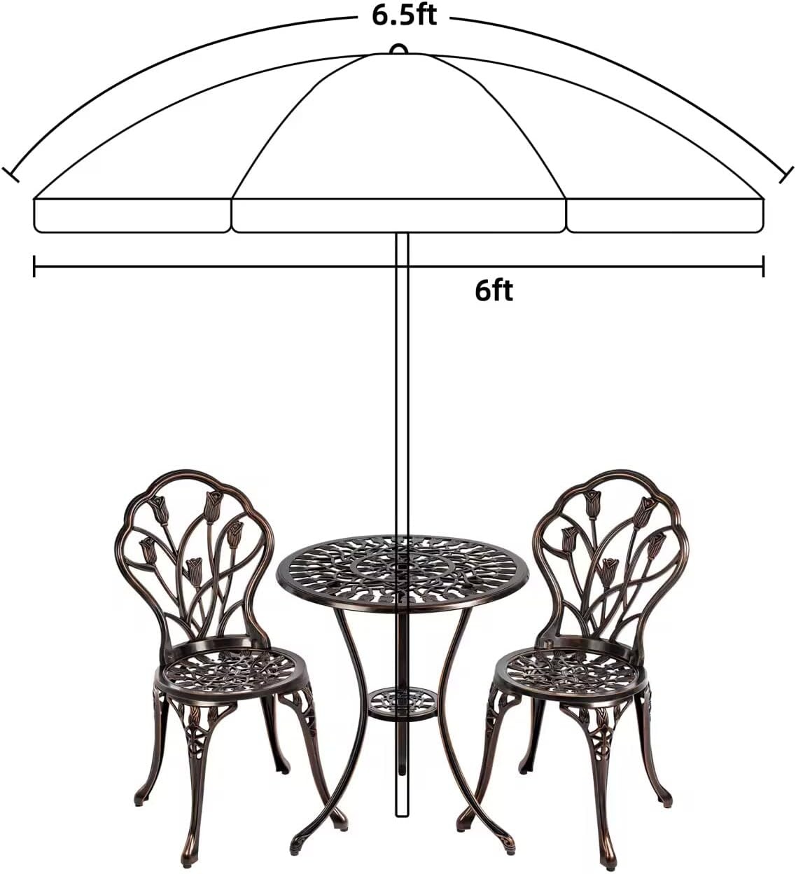 image:imageAMMSUN Patio Umbrella 65 ft Outdoor Table Umbrella with Tilt Steel Pole UPF50 Protection Great for Outdoor Garden Backyard Navy BlueMaroon