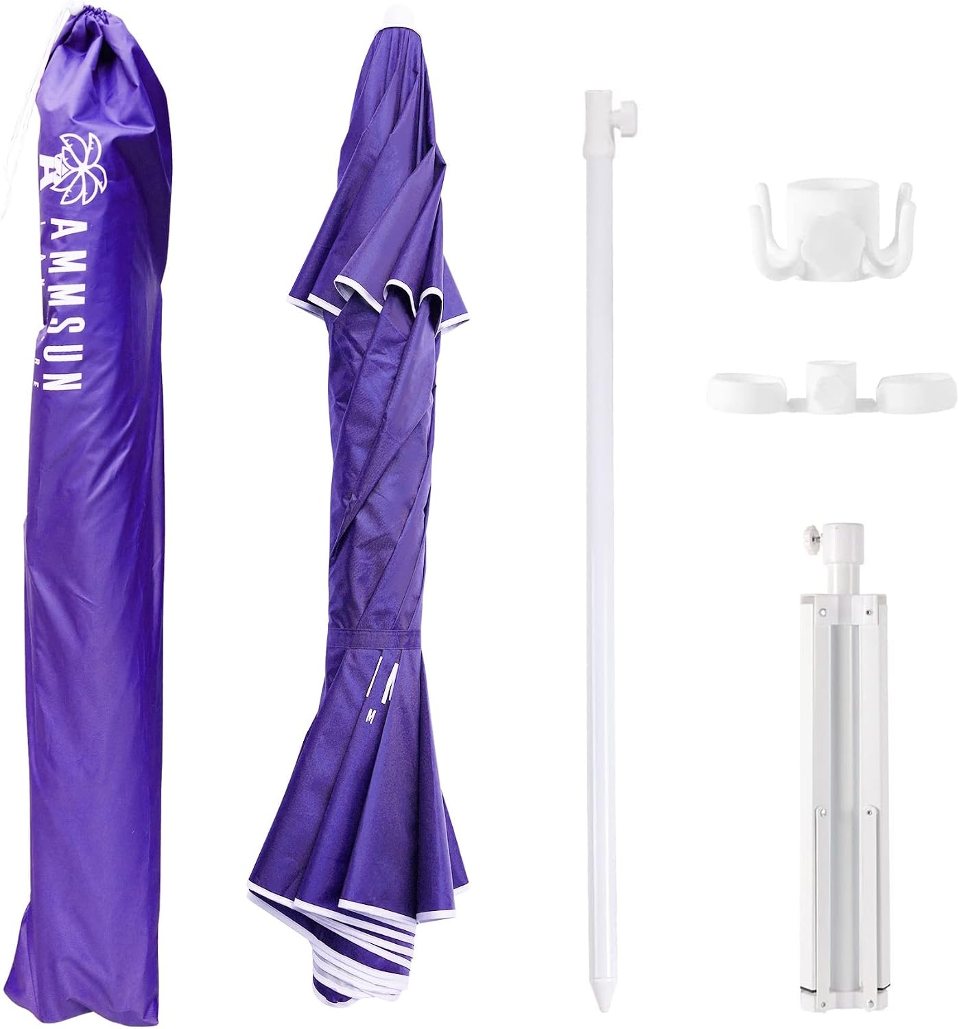 image:imageAMMSUN Shade Umbrella Premium Portable Umbrella with Stand 65ft Lightweight Free Standing Canopy for Sporting Games Adjustable Instant Sun Protection and Easy to Carry Navy BluePurple