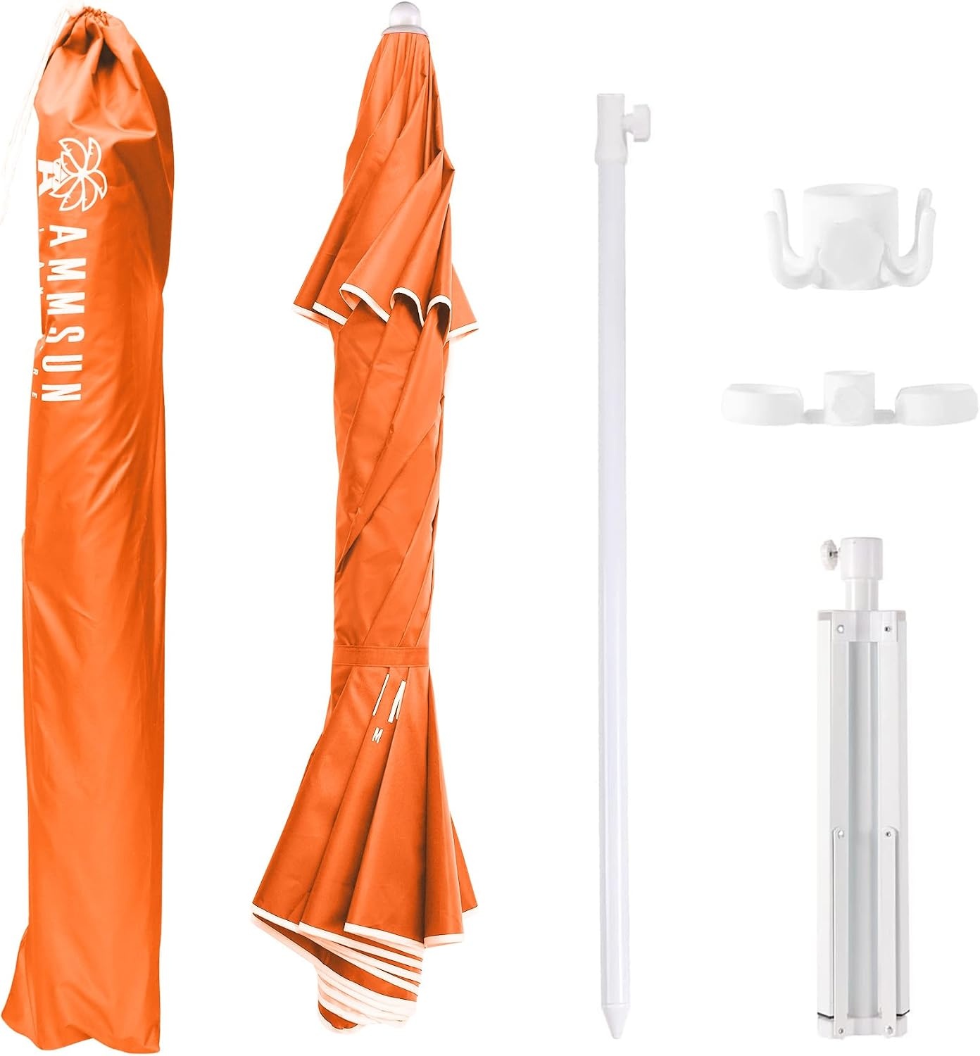 image:imageAMMSUN Shade Umbrella Premium Portable Umbrella with Stand 65ft Lightweight Free Standing Canopy for Sporting Games Adjustable Instant Sun Protection and Easy to Carry Light BlueOrange