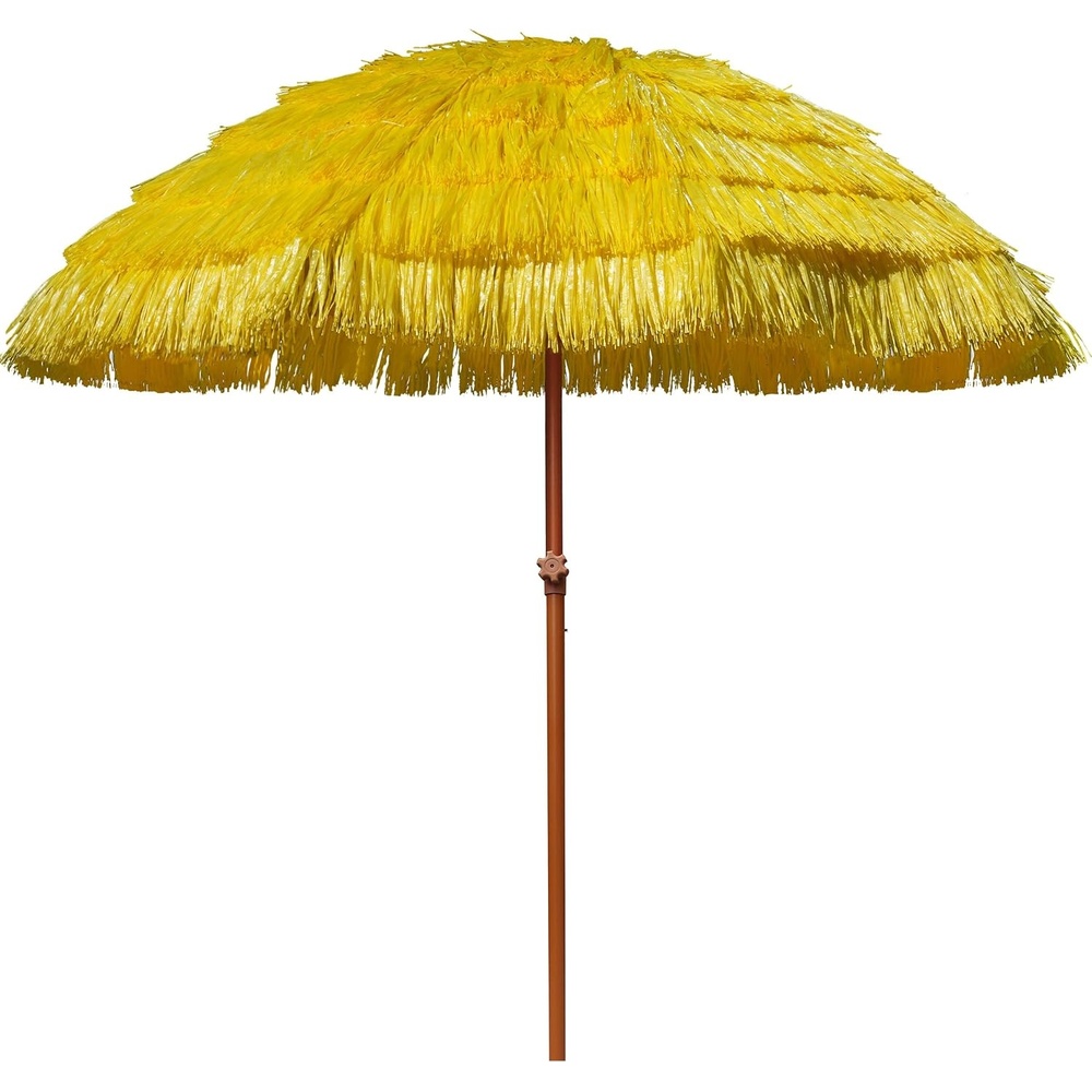 image:imageAMMSUN 75ft Hula Thatched Hawaiian Tiki Patio Beach Umbrella with Tilt UPF 50 10 sturdy ribs carry bag Ideal for beach patio pool backyard Outdoors tiki bar tropical palapa YellowYellow