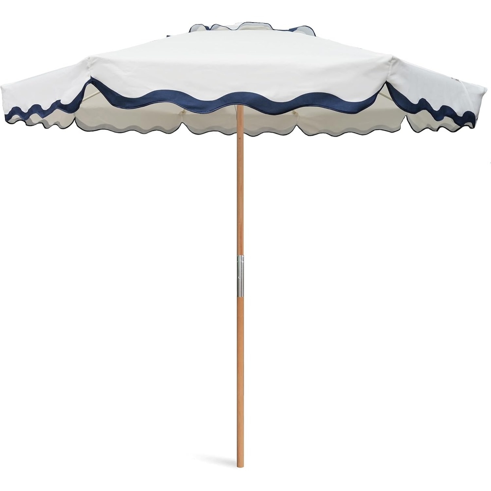 image:imageAMMSUN 78FT Outdoor Patio Umbrella Boho Wood Pole Market Table Umbrella HeavyDuty Build Quality UPF 50 Sun Protection and Waterproof Canvas HandCrafted Ash Wood Pole Air Vent a Carry BagMarine White