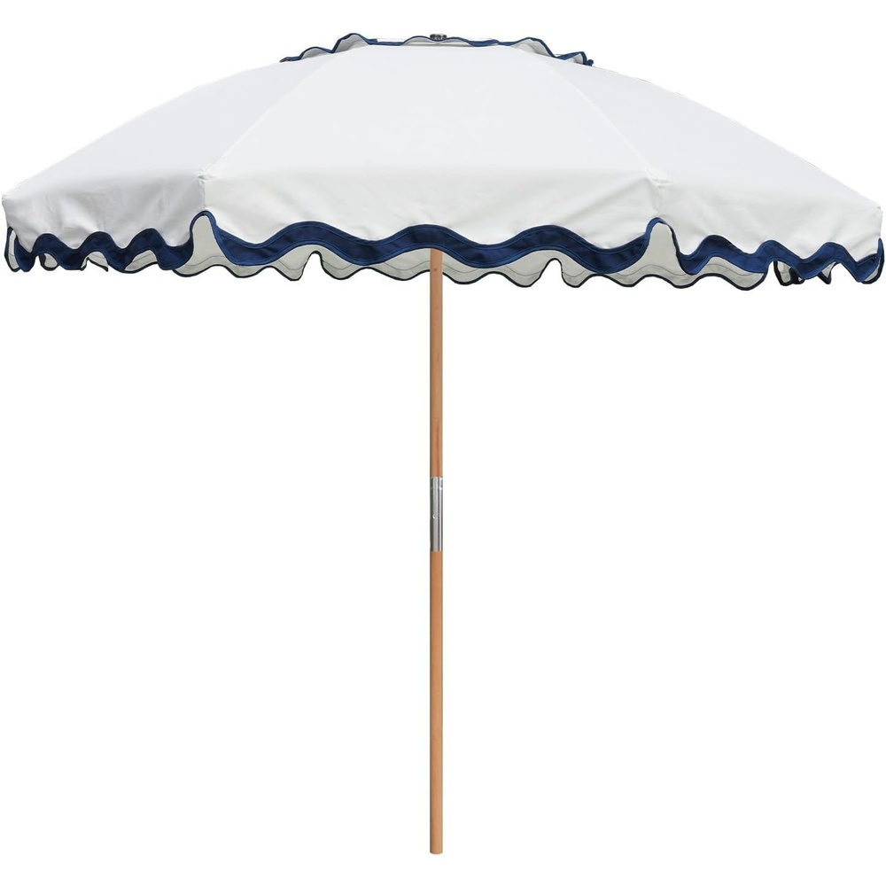 image:imageAMMSUN 78FT Wood Outdoor Patio Umbrella Boho Beach Market Table Umbrella HeavyDuty Frame Natural Ash Wood Pole Durable UPF 50 Sunproof and WaterResistant Canvas Air Vent Carry Bag IncludedRivulet Blue