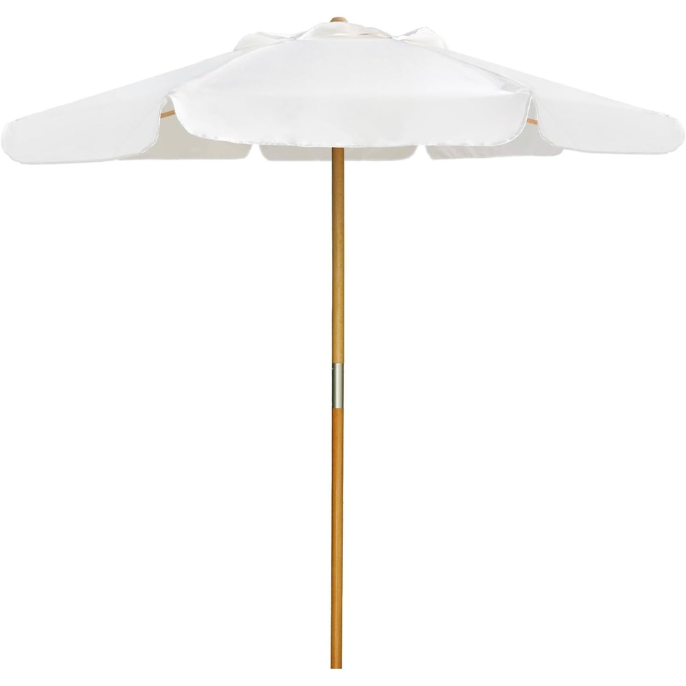 image:imageAMMSUN 82FT Vintage Wood Outdoor Patio Umbrella with a Handy Pulley System Premium Wooden Pole and Ribs HeavyDuty UPF 50 Waterproof Canvas a Smooth Pulley System for Effortless Opening and ClosingPristine White