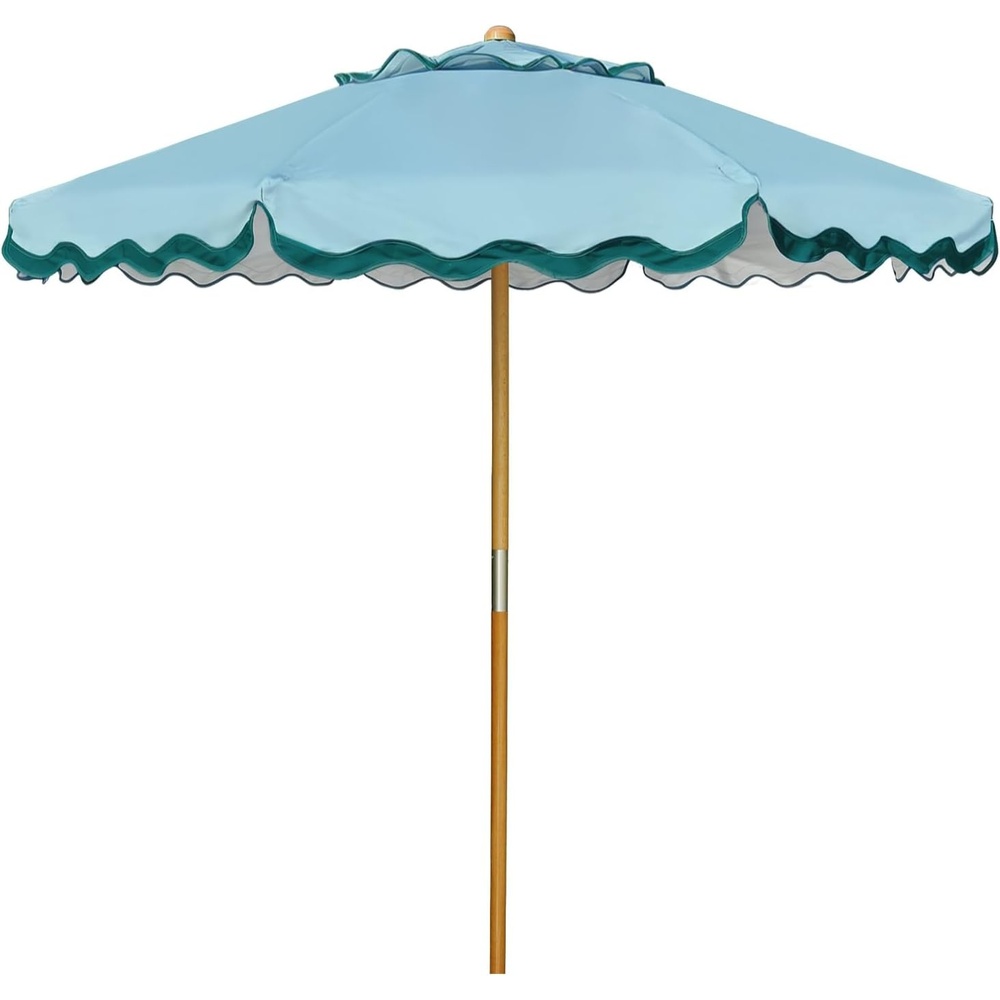 image:imageAMMSUN 82FT Vintage Wood Outdoor Patio Umbrella with a Handy Pulley System Premium Wooden Pole and Ribs HeavyDuty UPF 50 Waterproof Canvas a Smooth Pulley System for Effortless Opening and ClosingLagoon Turquoise