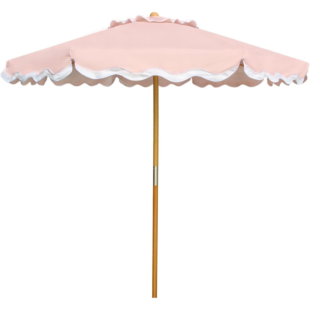 image:imageAMMSUN 82FT Vintage Wood Outdoor Patio Umbrella with a Handy Pulley System  Premium Wooden Pole and Ribs HeavyDuty UPF 50 Waterproof Canvas a Smooth Pulley System for Effortless Opening and ClosingRose Quartz