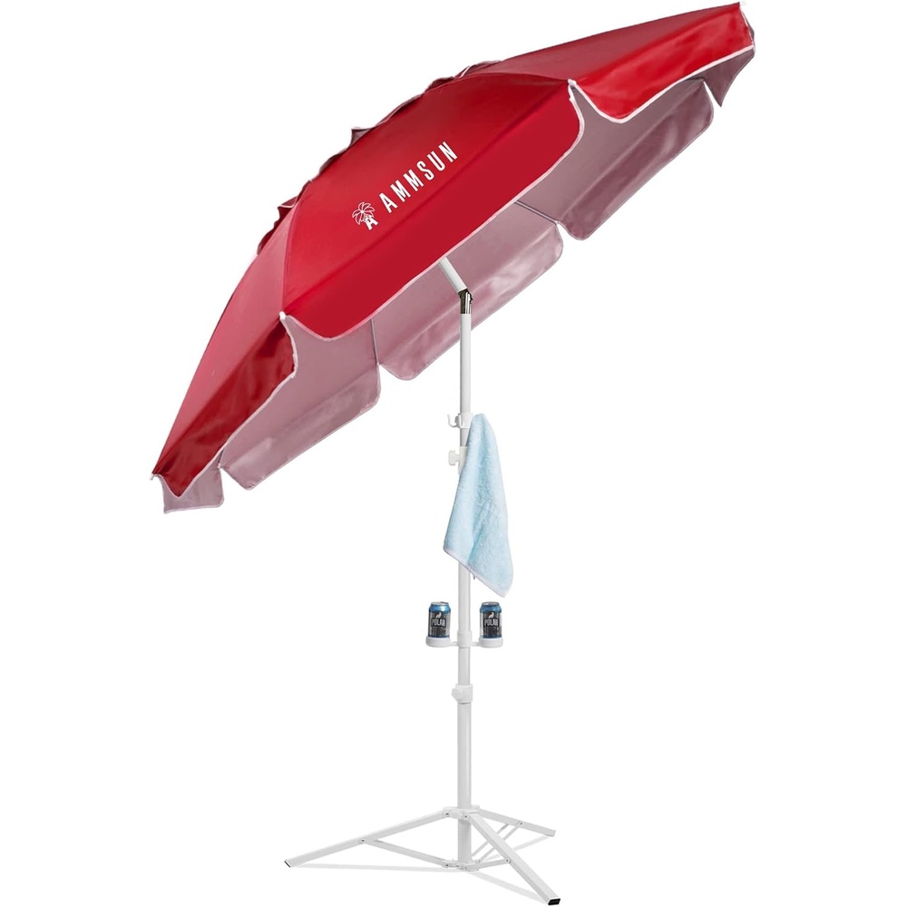 image:imageAMMSUN Shade Umbrella Premium Portable Umbrella with Stand 65ft Lightweight Free Standing Canopy for Sporting Games Adjustable Instant Sun Protection and Easy to Carry Light BlueRed