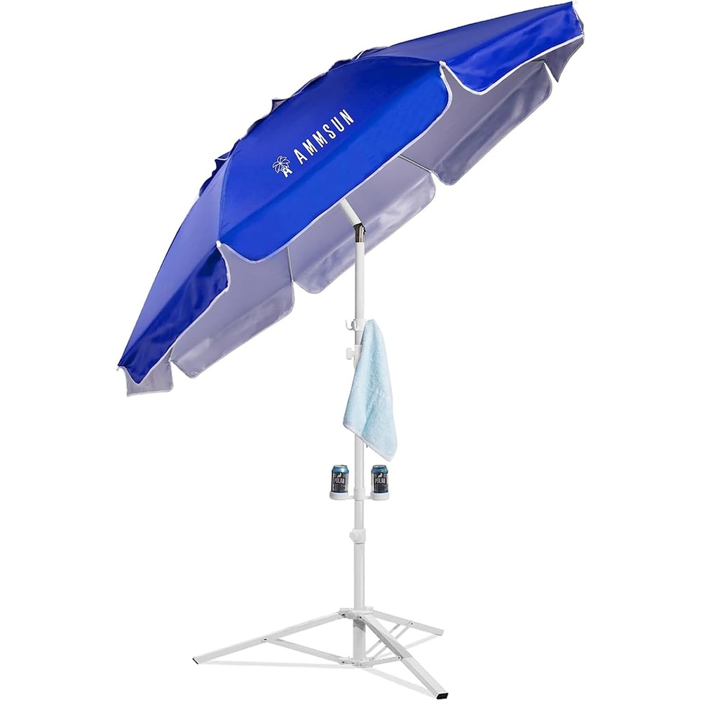 image:imageAMMSUN Shade Umbrella Premium Portable Umbrella with Stand 65ft Lightweight Free Standing Canopy for Sporting Games Adjustable Instant Sun Protection and Easy to Carry Light BlueBlue