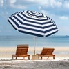 AMMSUN 6.5ft Portable Patio Beach Umbrella for Sand with Tilt, Air Vent | UPF50+ Sun Protection, Windproof Outdoor Umbrellas with Carry Bag, for Patio Beach Garden Pool Backyard, Yellow Stripes(Capri Navy Stripe)