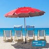 AMMSUN 6.5ft Portable Patio Beach Umbrella for Sand with Tilt, Air Vent | UPF50+ Sun Protection, Windproof Outdoor Umbrellas with Carry Bag, for Patio Beach Garden Pool Backyard, Yellow Stripes(Burgundy)