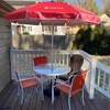 AMMSUN 6.5ft Portable Patio Beach Umbrella for Sand with Tilt, Air Vent | UPF50+ Sun Protection, Windproof Outdoor Umbrellas with Carry Bag, for Patio Beach Garden Pool Backyard, Yellow Stripes(Burgundy)