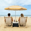 AMMSUN 6.5ft Portable Patio Beach Umbrella for Sand with Tilt, Air Vent | UPF50+ Sun Protection, Windproof Outdoor Umbrellas with Carry Bag, for Patio Beach Garden Pool Backyard, Yellow Stripes(Capri Yellow Stripe)