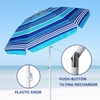 AMMSUN 6.5ft Portable Patio Beach Umbrella for Sand with Tilt, Air Vent | UPF50+ Sun Protection, Windproof Outdoor Umbrellas with Carry Bag, for Patio Beach Garden Pool Backyard, Yellow Stripes(Blue)