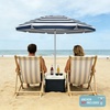 AMMSUN 6.5ft Portable Patio Beach Umbrella for Sand with Tilt, Air Vent | UPF50+ Sun Protection, Windproof Outdoor Umbrellas with Carry Bag, for Patio Beach Garden Pool Backyard, Yellow Stripes(Capri Navy Stripe)