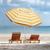 AMMSUN 6.5ft Portable Patio Beach Umbrella for Sand with Tilt, Air Vent | UPF50+ Sun Protection, Windproof Outdoor Umbrellas with Carry Bag, for Patio Beach Garden Pool Backyard, Yellow Stripes(Capri Yellow Stripe)