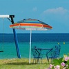 AMMSUN 6.5ft Portable Patio Beach Umbrella for Sand with Tilt, Air Vent | UPF50+ Sun Protection, Windproof Outdoor Umbrellas with Carry Bag, for Patio Beach Garden Pool Backyard, Yellow Stripes(Sun Dance Red)
