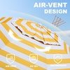 AMMSUN 6.5ft Portable Patio Beach Umbrella for Sand with Tilt, Air Vent | UPF50+ Sun Protection, Windproof Outdoor Umbrellas with Carry Bag, for Patio Beach Garden Pool Backyard, Yellow Stripes(Capri Yellow Stripe)