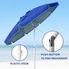 AMMSUN 6.5ft Portable Patio Beach Umbrella for Sand with Tilt, Air Vent | UPF50+ Sun Protection, Windproof Outdoor Umbrellas with Carry Bag, for Patio Beach Garden Pool Backyard, Yellow Stripes(Blue Navy)