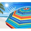 AMMSUN 6.5ft Portable Patio Beach Umbrella for Sand with Tilt, Air Vent | UPF50+ Sun Protection, Windproof Outdoor Umbrellas with Carry Bag, for Patio Beach Garden Pool Backyard, Yellow Stripes(Sun Dance Red)