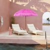 AMMSUN 7.5ft Hula Thatched Hawaiian Tiki Patio Beach Umbrella with Tilt | UPF 50+, 10 sturdy ribs, carry bag. Ideal for beach, patio, pool, backyard, Outdoors, tiki bar, tropical palapa, Yellow(Pink)