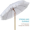 AMMSUN 7.5ft Hula Thatched Hawaiian Tiki Patio Beach Umbrella with Tilt | UPF 50+, 10 sturdy ribs, carry bag. Ideal for beach, patio, pool, backyard, Outdoors, tiki bar, tropical palapa, Yellow(Cloud Dance)