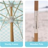 AMMSUN 7.8FT Outdoor Patio Umbrella, Boho Wood Pole Market Table Umbrella | Heavy-Duty Build Quality, UPF 50+ Sun Protection and Waterproof Canvas, Hand-Crafted Ash Wood Pole, Air Vent, a Carry Bag(Cyan Checker)
