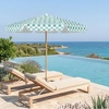 AMMSUN 7.8FT Outdoor Patio Umbrella, Boho Wood Pole Market Table Umbrella | Heavy-Duty Build Quality, UPF 50+ Sun Protection and Waterproof Canvas, Hand-Crafted Ash Wood Pole, Air Vent, a Carry Bag(Green Plaid)