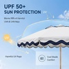 AMMSUN 7.8FT Outdoor Patio Umbrella, Boho Wood Pole Market Table Umbrella | Heavy-Duty Build Quality, UPF 50+ Sun Protection and Waterproof Canvas, Hand-Crafted Ash Wood Pole, Air Vent, a Carry Bag(Marine White)