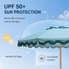 AMMSUN 7.8FT Outdoor Patio Umbrella, Boho Wood Pole Market Table Umbrella | Heavy-Duty Build Quality, UPF 50+ Sun Protection and Waterproof Canvas, Hand-Crafted Ash Wood Pole, Air Vent, a Carry Bag(Turquoise Trims)