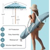 AMMSUN 7.8FT Outdoor Patio Umbrella, Boho Wood Pole Market Table Umbrella | Heavy-Duty Build Quality, UPF 50+ Sun Protection and Waterproof Canvas, Hand-Crafted Ash Wood Pole, Air Vent, a Carry Bag(Turquoise Trims)