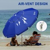 AMMSUN 8 Feet Large Beach Umbrella with Sand Anchor Heavy Duty High Wind Portable Outdoor Umbrellas UV 50+ Protection Air Vent Tilt Patio Garden Pool(Blue)