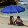 AMMSUN 8 Feet Large Beach Umbrella with Sand Anchor Heavy Duty High Wind Portable Outdoor Umbrellas UV 50+ Protection Air Vent Tilt Patio Garden Pool(Blue)