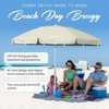 AMMSUN 8 Feet Large Beach Umbrella with Sand Anchor Heavy Duty High Wind Portable Outdoor Umbrellas UV 50+ Protection Air Vent Tilt Patio Garden Pool(Cream Khaki)