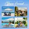 AMMSUN 8 Feet Large Beach Umbrella with Sand Anchor Heavy Duty High Wind Portable Outdoor Umbrellas UV 50+ Protection Air Vent Tilt Patio Garden Pool(Cream Khaki)
