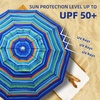 AMMSUN 8 Feet Large Beach Umbrella with Sand Anchor Heavy Duty High Wind Portable Outdoor Umbrellas UV 50+ Protection Air Vent Tilt Patio Garden Pool(Green Stripes)