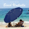 AMMSUN 8 Feet Large Beach Umbrella with Sand Anchor Heavy Duty High Wind Portable Outdoor Umbrellas UV 50+ Protection Air Vent Tilt Patio Garden Pool(Navy)