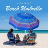 AMMSUN 8 Feet Large Beach Umbrella with Sand Anchor Heavy Duty High Wind Portable Outdoor Umbrellas UV 50+ Protection Air Vent Tilt Patio Garden Pool(Navy Stripes)