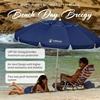 AMMSUN 8 Feet Large Beach Umbrella with Sand Anchor Heavy Duty High Wind Portable Outdoor Umbrellas UV 50+ Protection Air Vent Tilt Patio Garden Pool(Navy)
