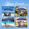 AMMSUN 8 Feet Large Beach Umbrella with Sand Anchor Heavy Duty High Wind Portable Outdoor Umbrellas UV 50+ Protection Air Vent Tilt Patio Garden Pool(Navy Stripes)