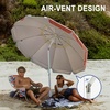 AMMSUN 8 Feet Large Beach Umbrella with Sand Anchor Heavy Duty High Wind Portable Outdoor Umbrellas UV 50+ Protection Air Vent Tilt Patio Garden Pool(Red)