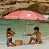 AMMSUN 8 Feet Large Beach Umbrella with Sand Anchor Heavy Duty High Wind Portable Outdoor Umbrellas UV 50+ Protection Air Vent Tilt Patio Garden Pool(Red)