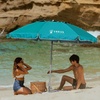 AMMSUN 8 Feet Large Beach Umbrella with Sand Anchor Heavy Duty High Wind Portable Outdoor Umbrellas UV 50+ Protection Air Vent Tilt Patio Garden Pool(Teal)