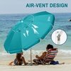 AMMSUN 8 Feet Large Beach Umbrella with Sand Anchor Heavy Duty High Wind Portable Outdoor Umbrellas UV 50+ Protection Air Vent Tilt Patio Garden Pool(Teal)