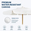 AMMSUN 8.2FT Vintage Wood Outdoor Patio Umbrella with a Handy Pulley System | Premium Wooden Pole and Ribs, Heavy-Duty UPF 50+ Waterproof Canvas, a Smooth Pulley System for Effortless Opening and Closing(Pristine White)