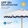 AMMSUN 8.2FT Vintage Wood Outdoor Patio Umbrella with a Handy Pulley System | Premium Wooden Pole and Ribs, Heavy-Duty UPF 50+ Waterproof Canvas, a Smooth Pulley System for Effortless Opening and Closing(Nautical Ivory)