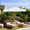AMMSUN 8.2FT Vintage Wood Outdoor Patio Umbrella with a Handy Pulley System | Premium Wooden Pole and Ribs, Heavy-Duty UPF 50+ Waterproof Canvas, a Smooth Pulley System for Effortless Opening and Closing(Pristine White)
