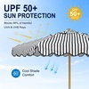 AMMSUN 8.2FT Vintage Wood Outdoor Patio Umbrella with a Handy Pulley System | Premium Wooden Pole and Ribs, Heavy-Duty UPF 50+ Waterproof Canvas, a Smooth Pulley System for Effortless Opening and Closing(Vintage Monochrome)