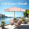AMMSUN 8.2FT Vintage Wood Outdoor Patio Umbrella with a Handy Pulley System | Premium Wooden Pole and Ribs, Heavy-Duty UPF 50+ Waterproof Canvas, a Smooth Pulley System for Effortless Opening and Closing(Rose Quartz)