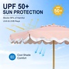 AMMSUN 8.2FT Vintage Wood Outdoor Patio Umbrella with a Handy Pulley System | Premium Wooden Pole and Ribs, Heavy-Duty UPF 50+ Waterproof Canvas, a Smooth Pulley System for Effortless Opening and Closing(Rose Quartz)